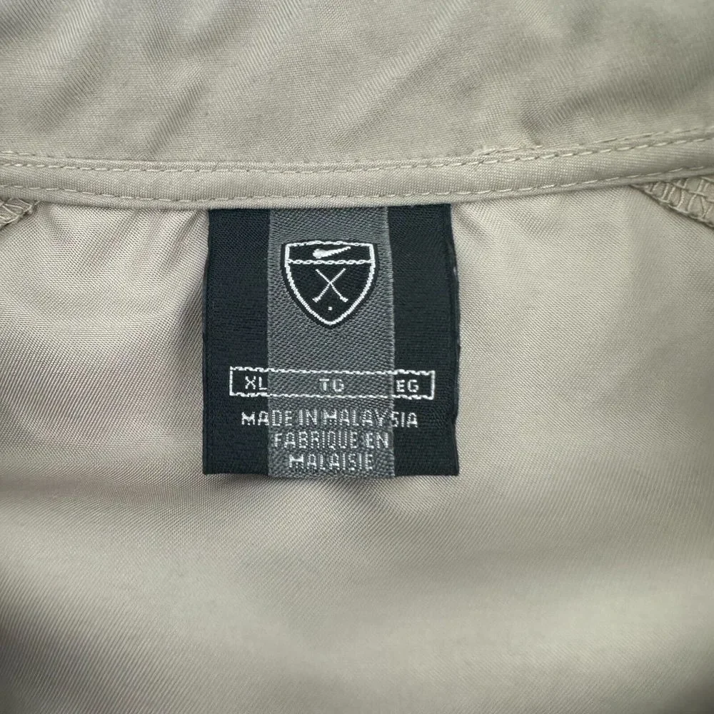 Nike Golf Track Jacket Mens XL Tan Spring Run Logo Long‎ Sleeve Athletic Fit